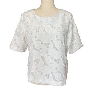 H&M Ivory Lace Burnout Top